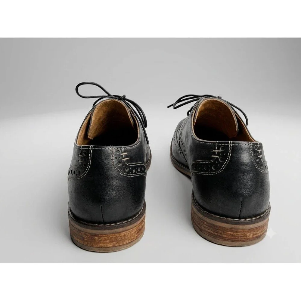 Nunn Bush Nelson Leather Wingtip Dress Shoe Black Men 8½